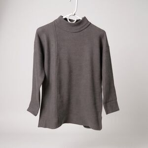 BTFBM Mock Neck Sweater Women Small Grey Soft Ribbed Knit Casual